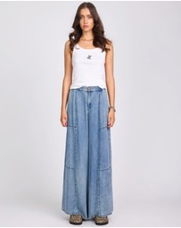 ONE TEASPOON - Marissa Tencel Palazzo Pants - Denim Blue