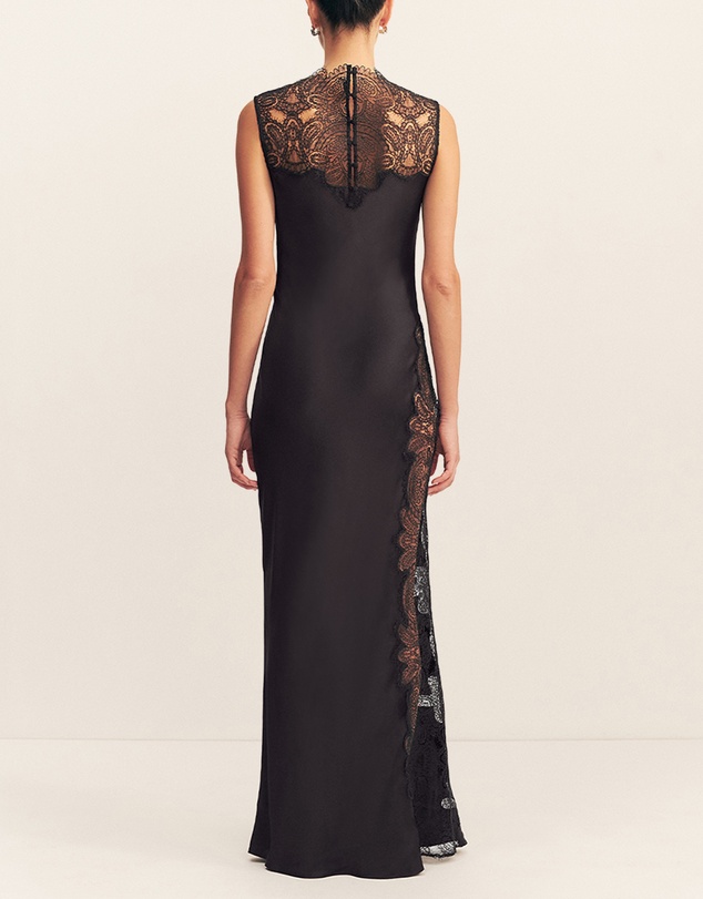 Revibe - Repaired Shona Joy Jamila Lace High Neck Maxi Dress - AU 12