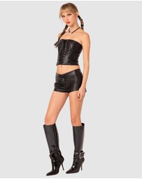EDIKTED - Wilde lace up faux leather corset