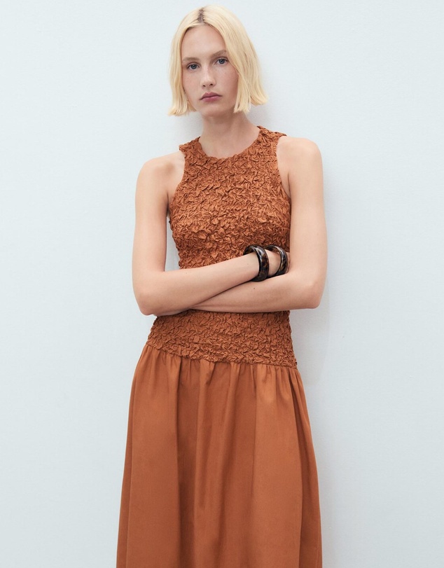 M.N.G - Rusty Open-Back Textured Dress