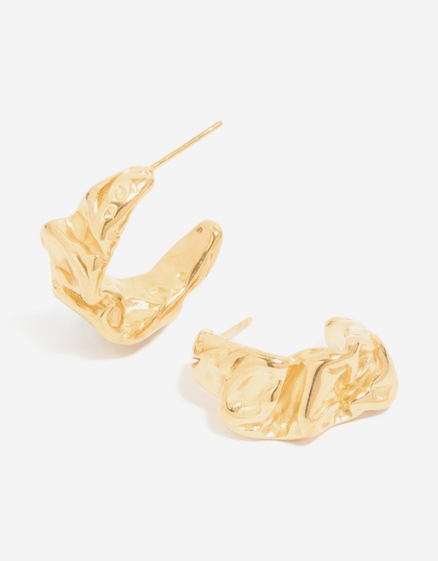 Lovisa - Waterproof Gold Plated Stainless Steel Crater Hoop Earrings