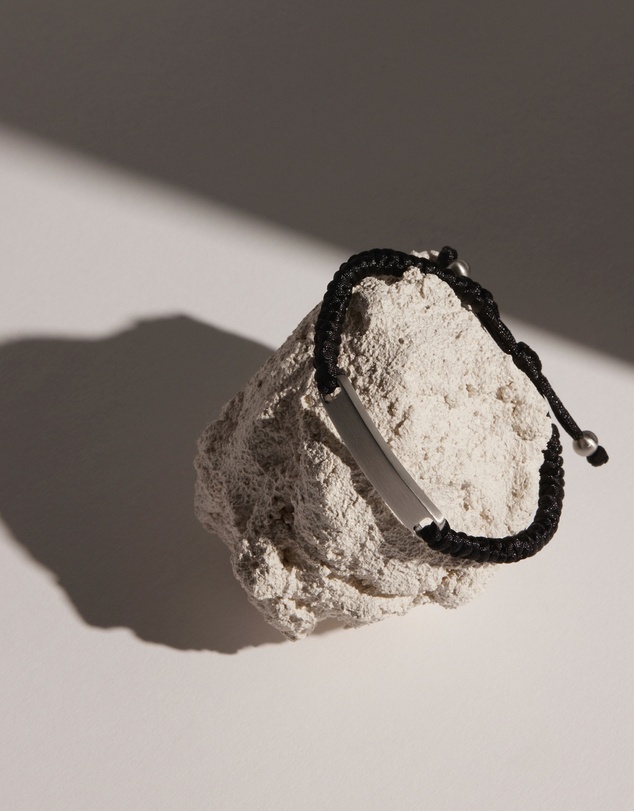 Najo - Elemental Black Cord & Steel Bracelet