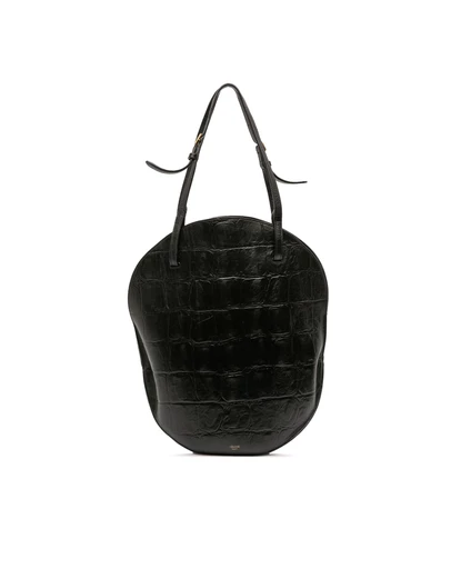 Pre-Loved by Azura Reborn - Pre-Loved Croc Embossed Leather Curved Shoulder Bag