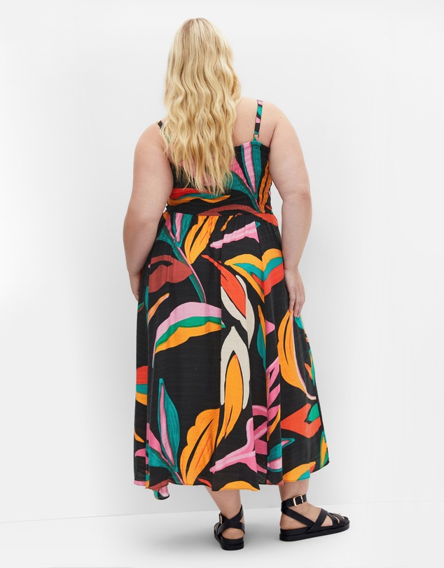 City Chic - Maui Print Shirred Maxi Dress