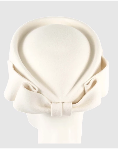 Max Alexander - Felt White Pillbox Hat