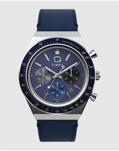TIMEX - Q Timex® Chronograph 40mm Leather Strap Watch