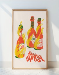 Olive et Oriel - Spicy Hot Sauces by Arte Koola Art Print