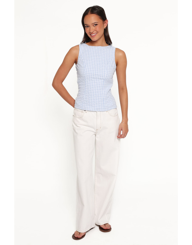 Petal & Pup - Brynn Tie Back Top - Blue Gingham