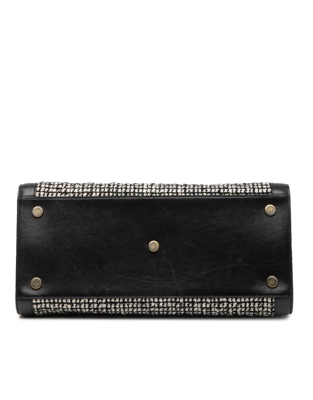 Pre-Loved by Azura Reborn - Pre-Loved Small Tweed Houndstooth Sac De Jour Satchel