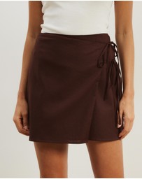 Atmos&Here - Jemima Linen Blend Mini Wrap Skirt