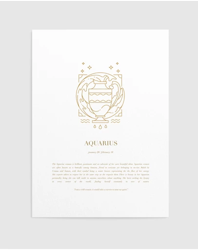 Olive et Oriel - Aquarius Celestial Zodiac Art Print A3