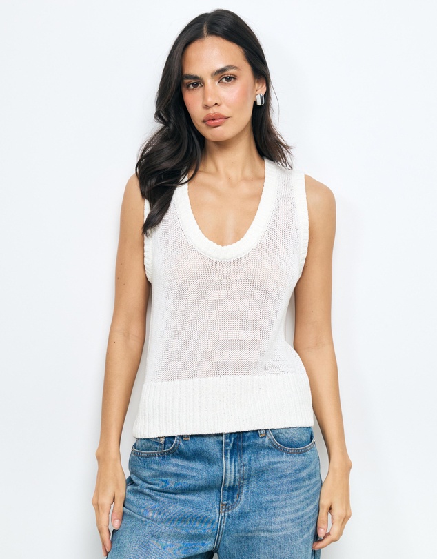 AERE - Lori Textured Organic Cotton Knit Vest