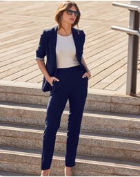 Sosandar - Side Button Tapered Leg Trousers