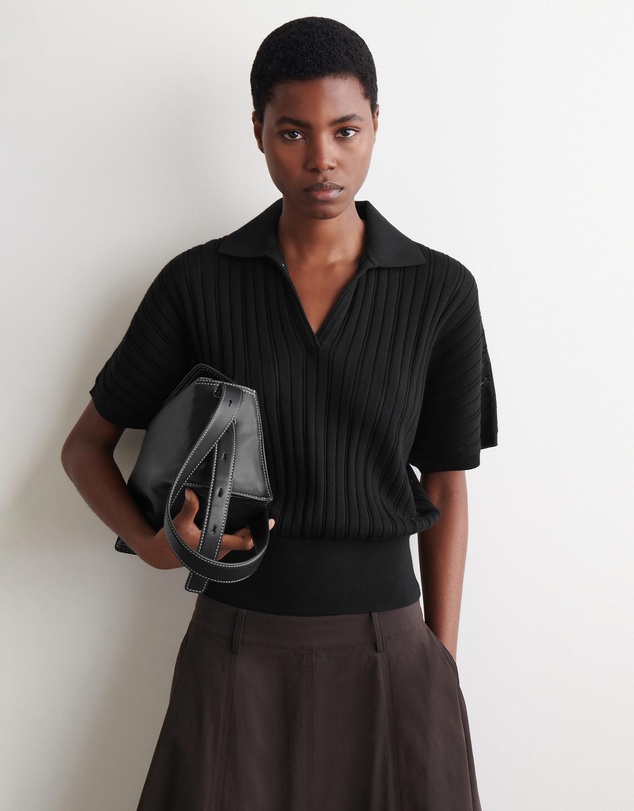 COS - Pointelle-Knit Cotton Polo Top