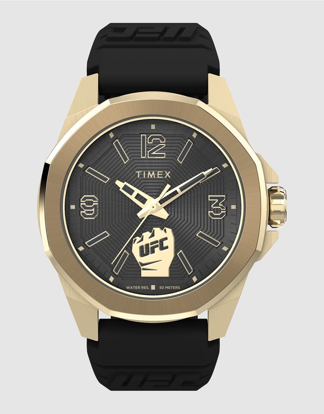 UFC - UFC Prospect 46mm Black Dial with Gold Tone Case & Black Silicone Strap