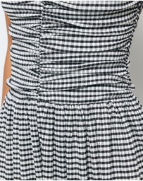 AERE - Anka Gingham Ruched Midi Dress