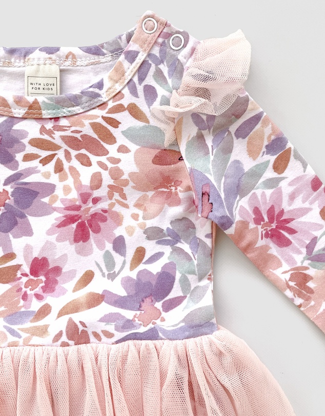 WITH LOVE FOR KIDS - Tulle Flutter Long Sleeve Tutu Onesie - Babies