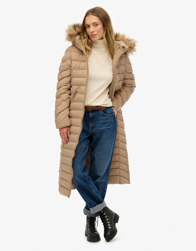 Superdry - Fuji Faux Fur Hooded Longline Slim Fit Jacket