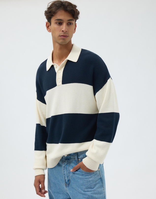 AERE - Organic Cotton Stripe Knit Rugby Shirt