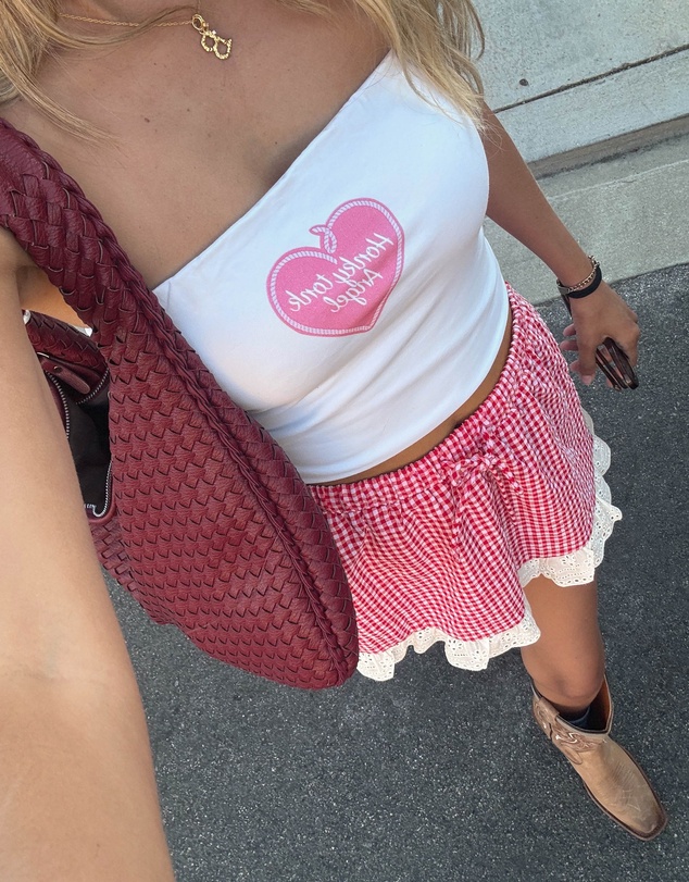 Beginning Boutique - Ottilie Red Gingham Mini Skirt