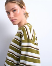 TOPSHOP - Stripe Long Sleeve Slouchy Skater Tee