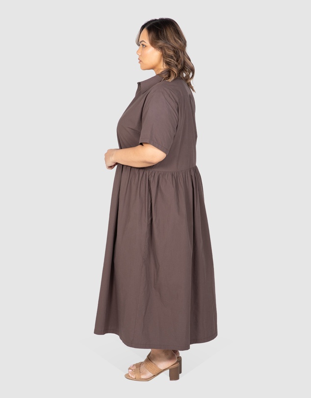 Love Your Wardrobe - Natalie Poplin Maxi Shirt Dress