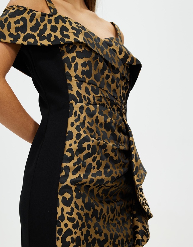 Pink Ruby - Leopard Love Off Shoulder Dress