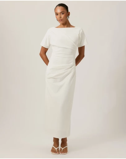 Tussah - Cindy Crepe Tuck Midi Dress