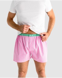 Sant And Abel - Men's Hepburn Gingham Pink Boxer Shorts