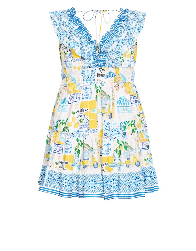 City Chic - Plus Size Kelly Amalfi Print Mini Dress - white