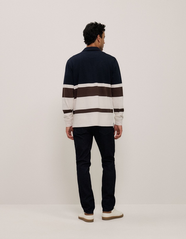 Trenery - Bold Stripe Monogram Rugby in Navy