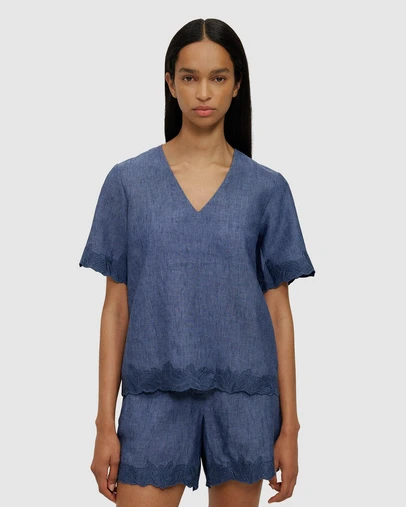 Trenery - Linen Embroidered Detail Popover
