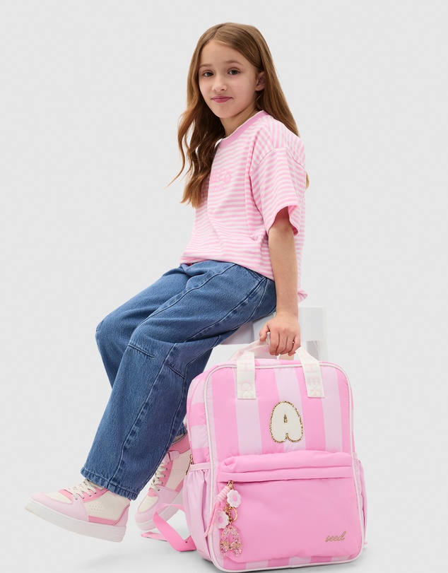 Seed Heritage - PINK STRIPE INITIAL BACKPACK
