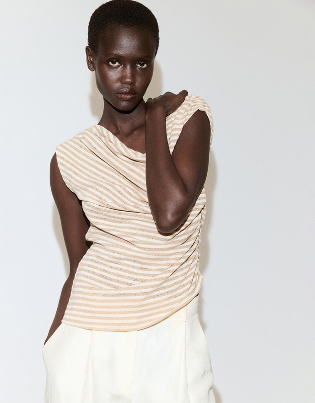 M.N.G - Draped Striped T-Shirt