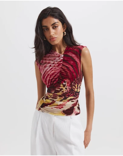 SABA - Cymbelle Rouched Mesh Top
