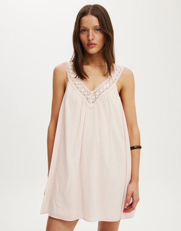 Cotton On - Abbey Lace Trim Mini Dress