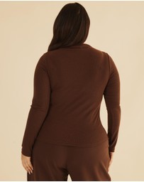 Atmos&Here Curvy - Mock Neck Rib Long Sleeve Top