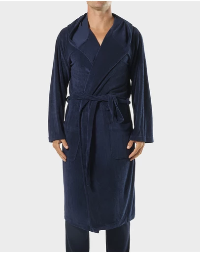 Mitch Dowd - Mens Frenchie Hooded Robe - Navy