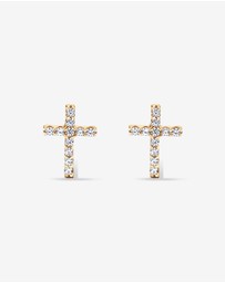 Michael Hill - Cross Necklace and Earring Set in 18kt Vermeil with Cubic Zirconia