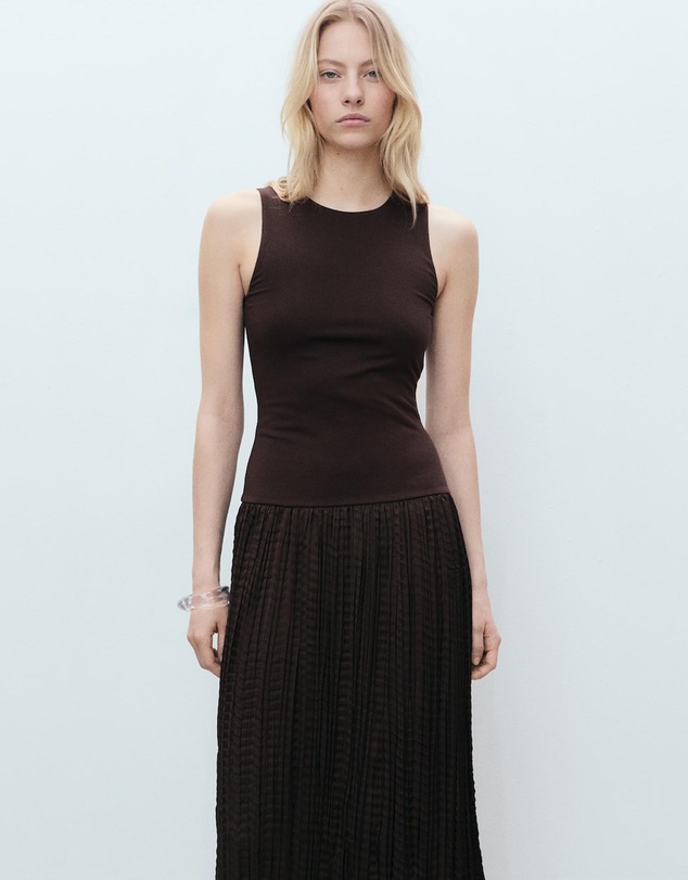 M.N.G - Parrot Combined-Fabric Long Dress
