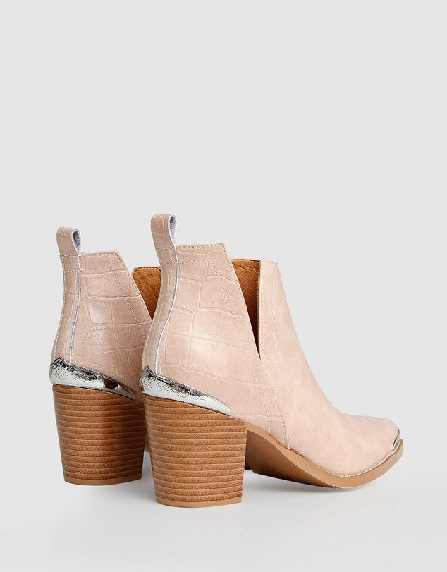 Belle & Bloom - Austin Croc Embossed Ankle Boot