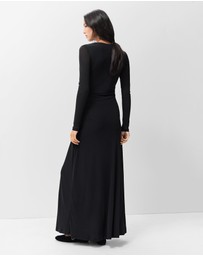 UNISON - Ruched Mesh Long Sleeve Dress