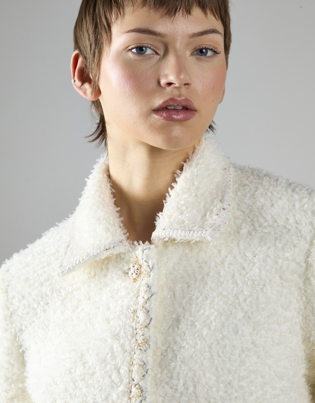 Glamorous - Button-Front Long Sleeve Textured Coat