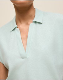 Trenery - Linen Cotton Relaxed Cap Sleeve Polo in Light Mint