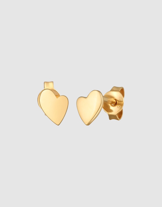 Elli Jewelry - Playful Heart Stud Earrings in Gold-Plated 925 Silver
