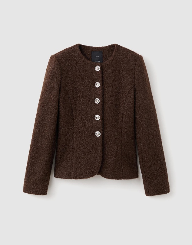 M.N.G - Bouclé Jacket With Jewel Buttons