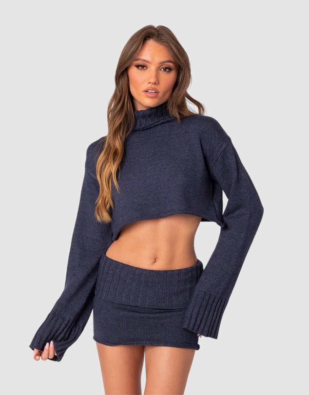 EDIKTED - Gino Cropped Turtle Neck Sweater
