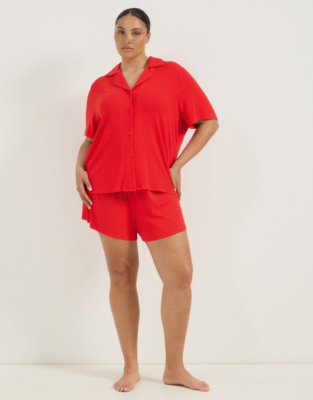Atmos&Here Curvy - Darcey Soft Ribbed Short Sleeve Pyjama Set