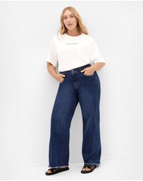 City Chic - Plus size Harley Fit Aliya Wide Leg Jean - mid wash
