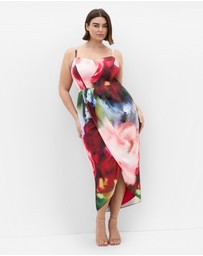 City Chic - Sassy Floral Print Tulip Midi Dress